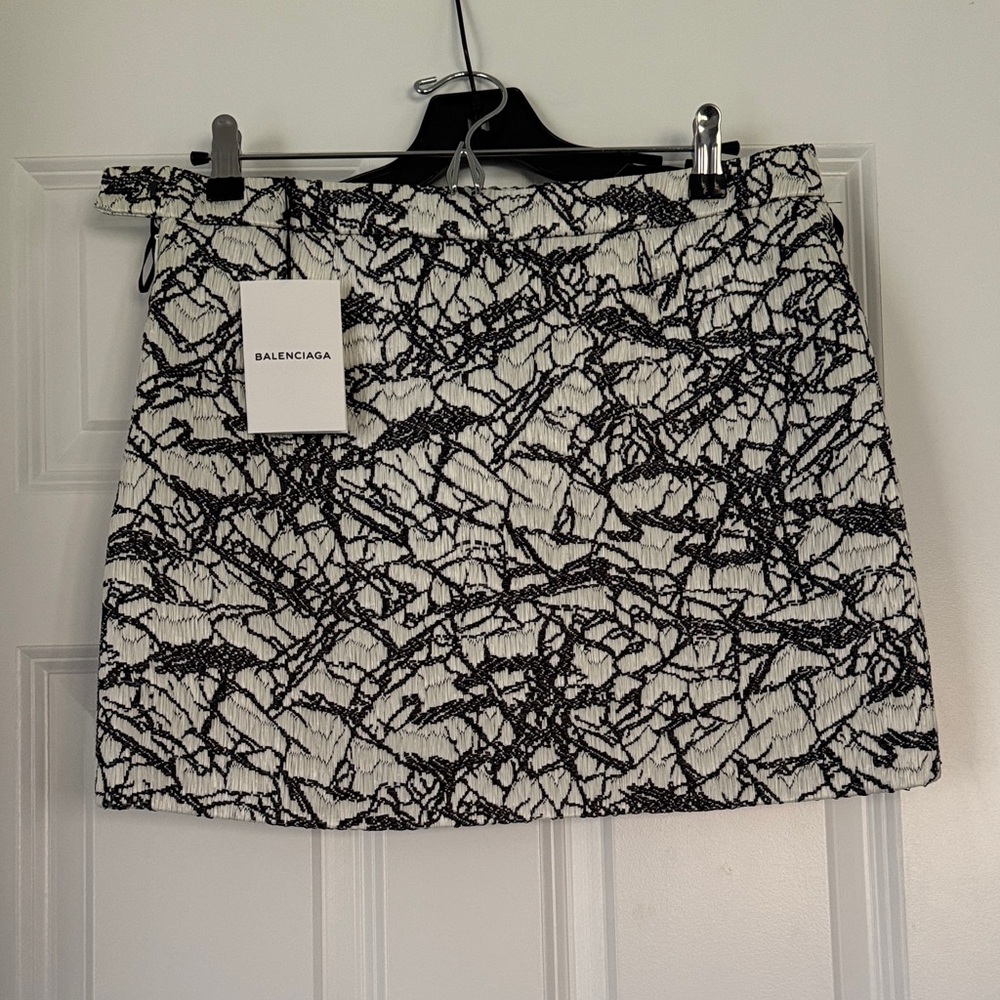 Balenciaga Monochrome Patterned Mini Skirt Size 38